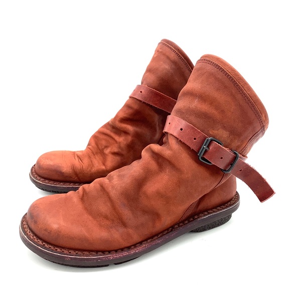Trippen Shoes - Trippen Bomb Orange Brown Leather Ankle Boots